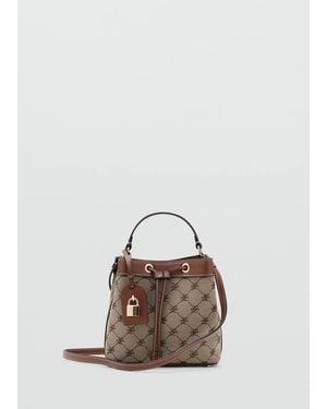 Mango Jacquard Bucket Bag With Logo - Multicolour