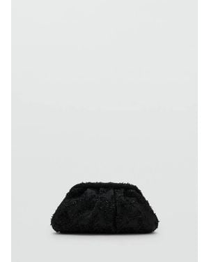 Mango Metallic-Thread Handbag - Black