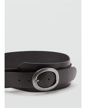 Mango Leather Obi Belt - Grey