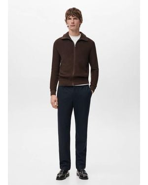 Mango Slim-Fit Flannel Pants - Multicolor