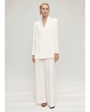 Mango Double-Breasted Lyocell Suit Jacket - White