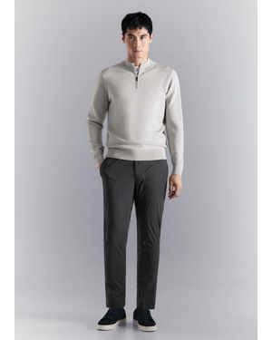 Mango Comfort Stretch Zip Jersey - Grey