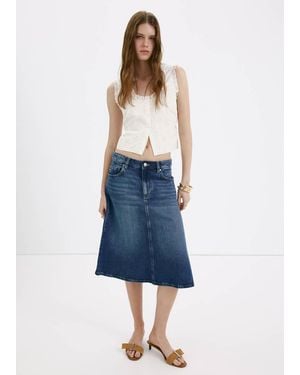 Mango Cotton Blouse With Broderie Anglaise Embroidery - Blue