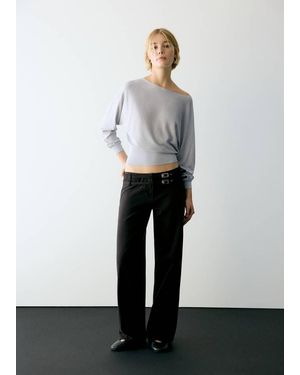 MANGO TEEN Boat Neck Lurex Jumper - White