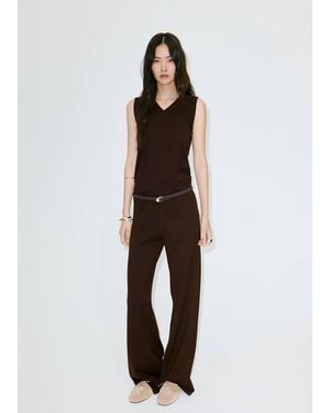Mango Top Maglia Collo A V Cioccolato - Marrone