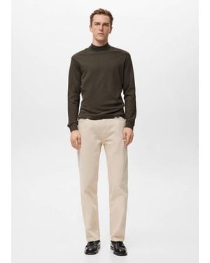 Mango Perkins-Neck Long-Sleeved T-Shirt - Black