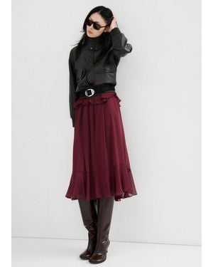 Mango Long Ruffled Dress - Red