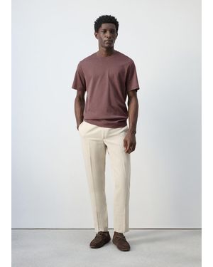 Mango Slim-Fit Cotton Linen Trousers - Multicolour