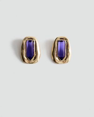 Mango Orecchini Rilievo Volume Oro - Blu
