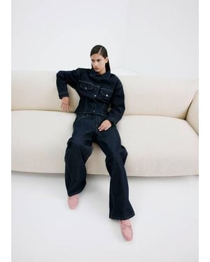 Mango Gathered Suede Moccasins - Pink