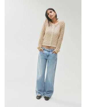 MANGO TEEN Openwork Knit Cardigan - Blue
