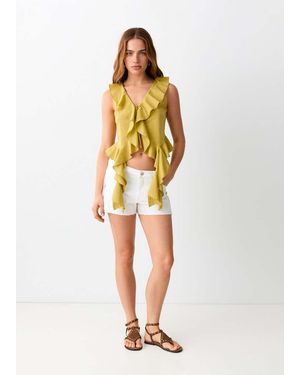 MANGO TEEN Mini Shorts With Side Studs - White