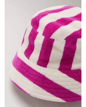 Mango Striped Terry Cotton Bucket Hat - Pink