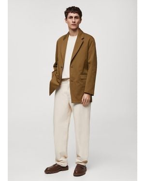 Mango Relaxed-Fit Cotton Jacket - Natural