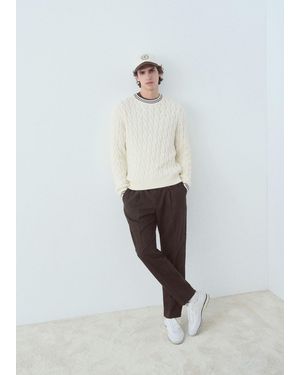 Mango Cable-Knit Cotton Jumper - White
