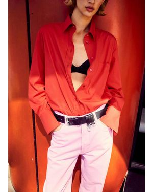 Mango Leather Belt With Belt Loops - Red