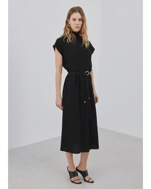 Mango Lyocell Dress With Belt - Black
