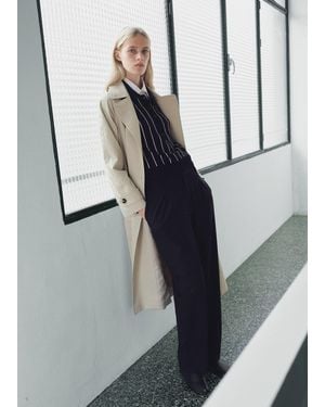 Mango Gestreifter Pullover Mit Polokragen - Grau