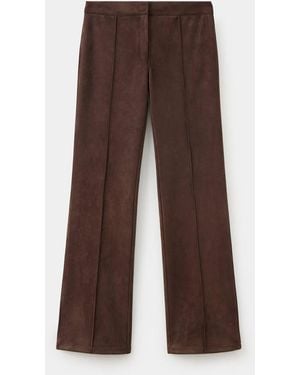 Mango Fine-Knit Trousers With Seams - Brown
