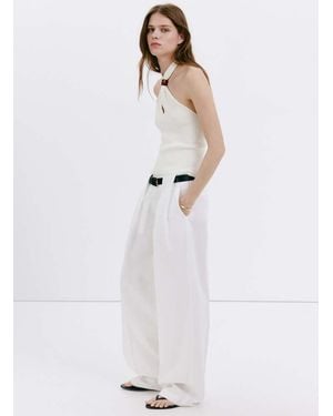Mango Halter-Neck Knitted Top - White