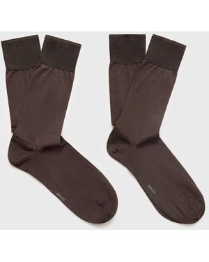 Mango Pack Of 2 Long Cotton Socks - Brown
