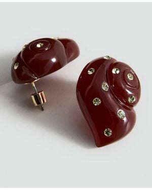 Mango Shell Strass Earrings - Brown