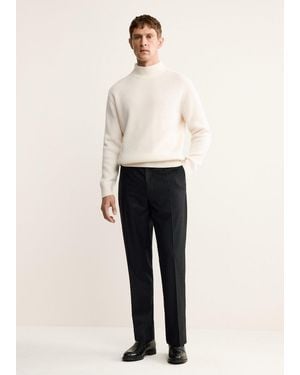Mango 100% Wool Turtleneck Sweater - White