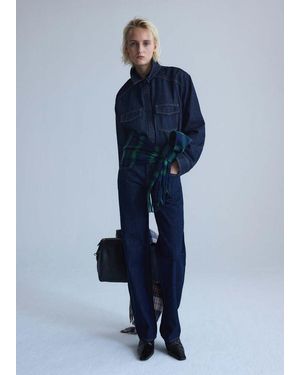 Mango Denim Shirt With Flap Pockets - Blue