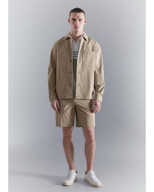 Mango Non-Iron Overshirt Pocket - Natural