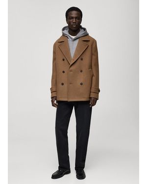 Mango Wool Double-Breasted Coat - Natural