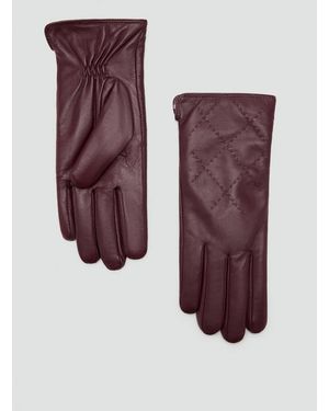 Mango Padded Leather Gloves - Purple