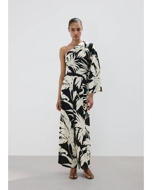 Mango Asymmetrical Flared-Sleeve Jumpsuit - White