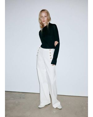 Mango Wide-Leg Jeans With Side Buttons - White