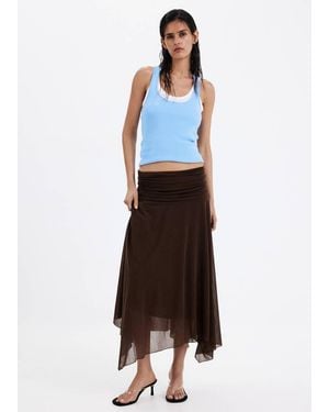 Mango Fitted Ribbed Top - Blue