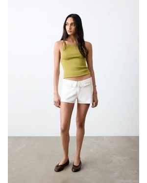 MANGO TEEN Studded Turn-Up Mini Shorts - White