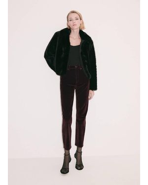 Mango Skinny Velvet Trousers - Black
