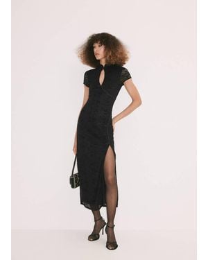 Mango Lace Cut-Out Dress With Toggle Fastenings - Natural
