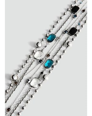 Mango Collana Perline Combinate Argento - Bianco