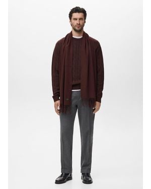 Mango Pullover Mit Zopfmuster Aus 100 Wolle - Rot