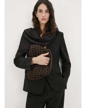 Mango Handtasche Aus Naturfaser - Schwarz