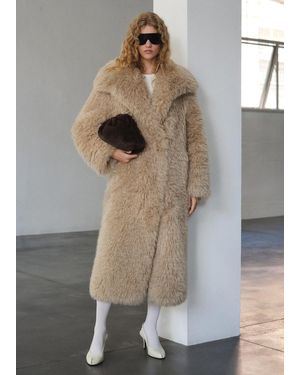 Mango Long Faux-Fur Coat - Natural