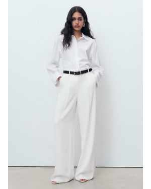 Mango Cropped Poplin Shirt - White