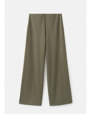 Mango Straight-Fit Trousers With Elastic Waist - Green