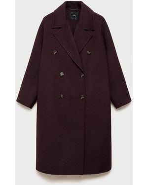 Mango Handmade Oversized Wool Coat - Red