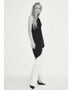 Mango Asymmetric Jacquard Top - Black