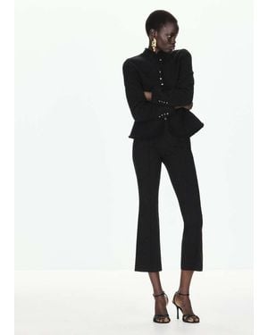 Mango Veste À Col Officier Boutons Bijoux Noir