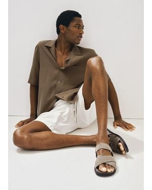Mango Crossed Leather Sandals With Buckle - Brown