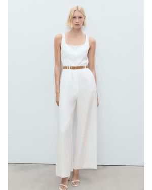 Mango Long Lyocell Jumpsuit With Belt - Pink