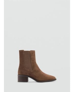 MANGO TEEN Suede Ankle Boot With Elastic Side Panels - White