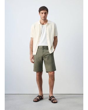 Mango Slim-Fit Chino Cotton Bermuda Shorts - Multicolour